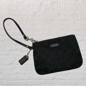 COACH black corner zip wristlet coin purse